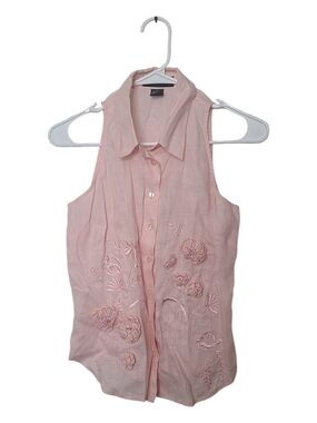 mercer & madison Light Pink Embroidered Sleeveless Button-Front Camisole